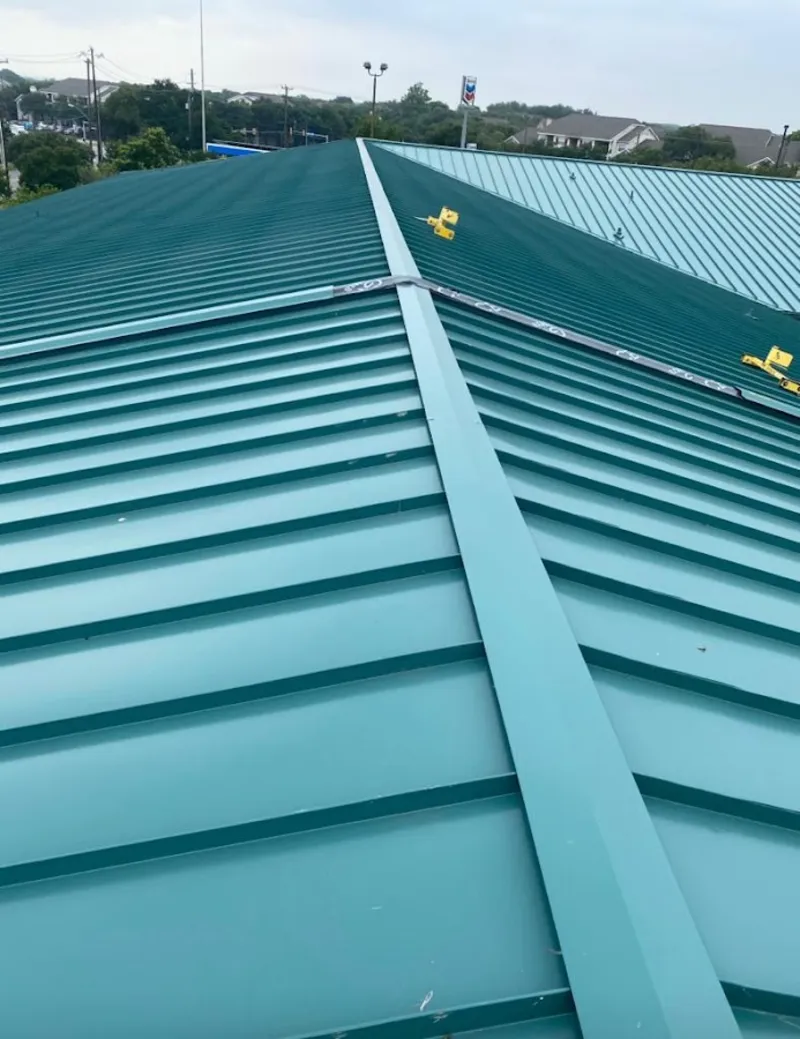 Green commercial metal roof ridge and valley for Metal Roof Repair in Gastonia
